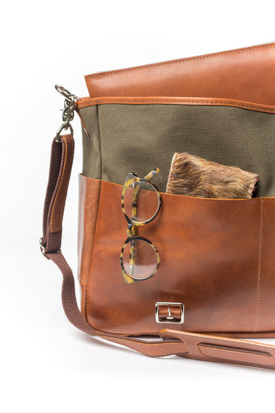 Handmade Leather and Canvas Messenger/Backpack