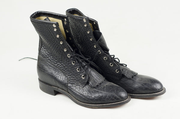 Vintage Bison Leather Justin Boots