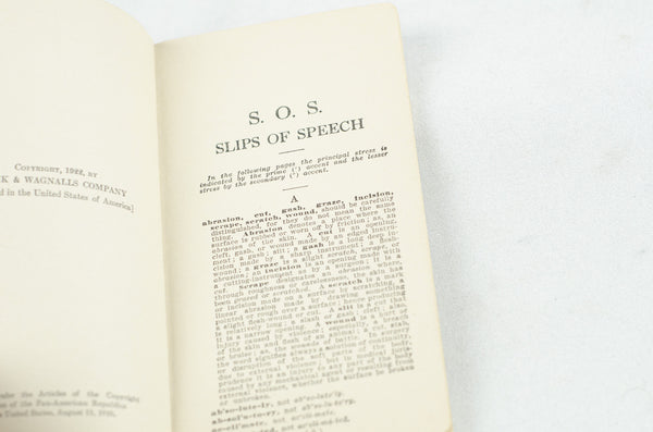 Slips of Speech Booklet 1922